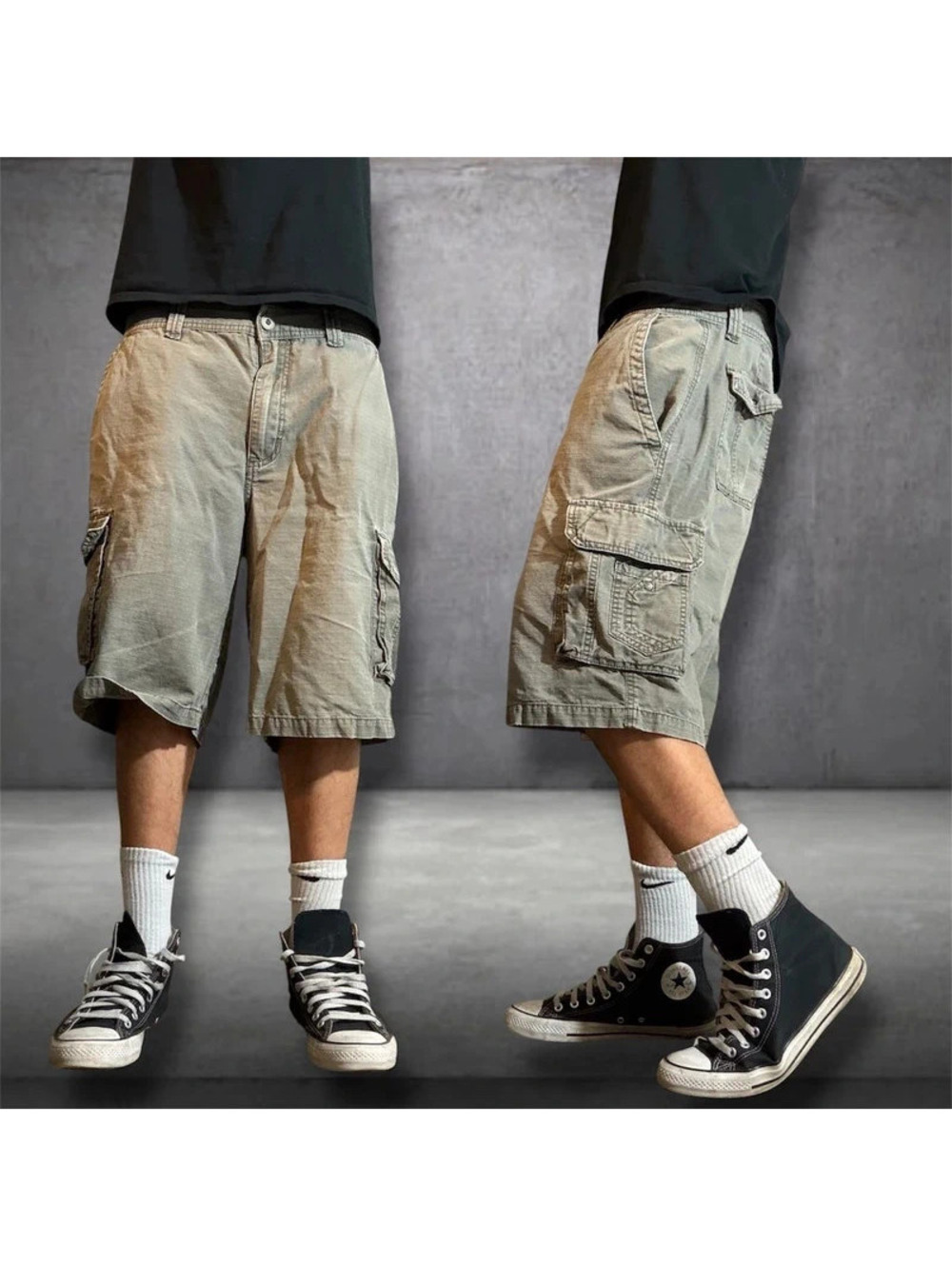 Y2K Vintage 2000s Baggy green Cargo Shorts